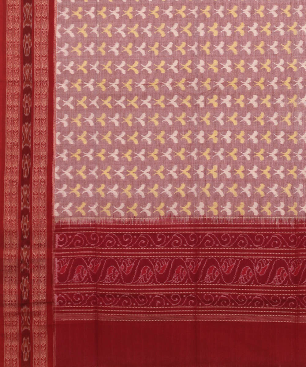 Peach red handwoven cotton sambalpuri dupatta