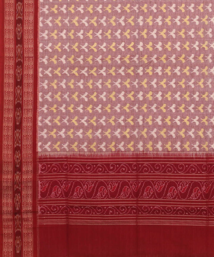 Peach red handwoven cotton sambalpuri dupatta