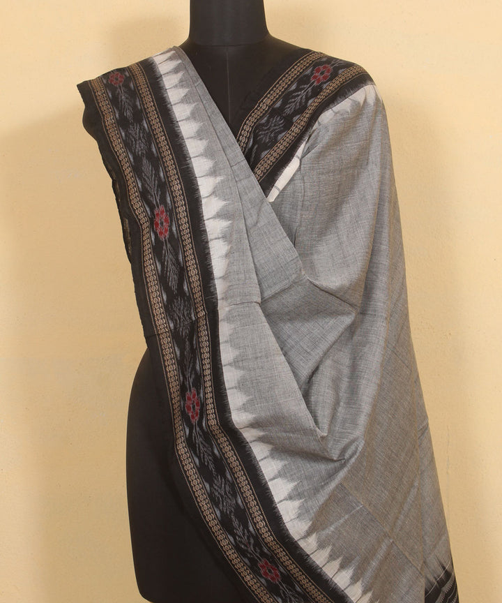 Grey black cotton handwoven sambalpuri dupatta