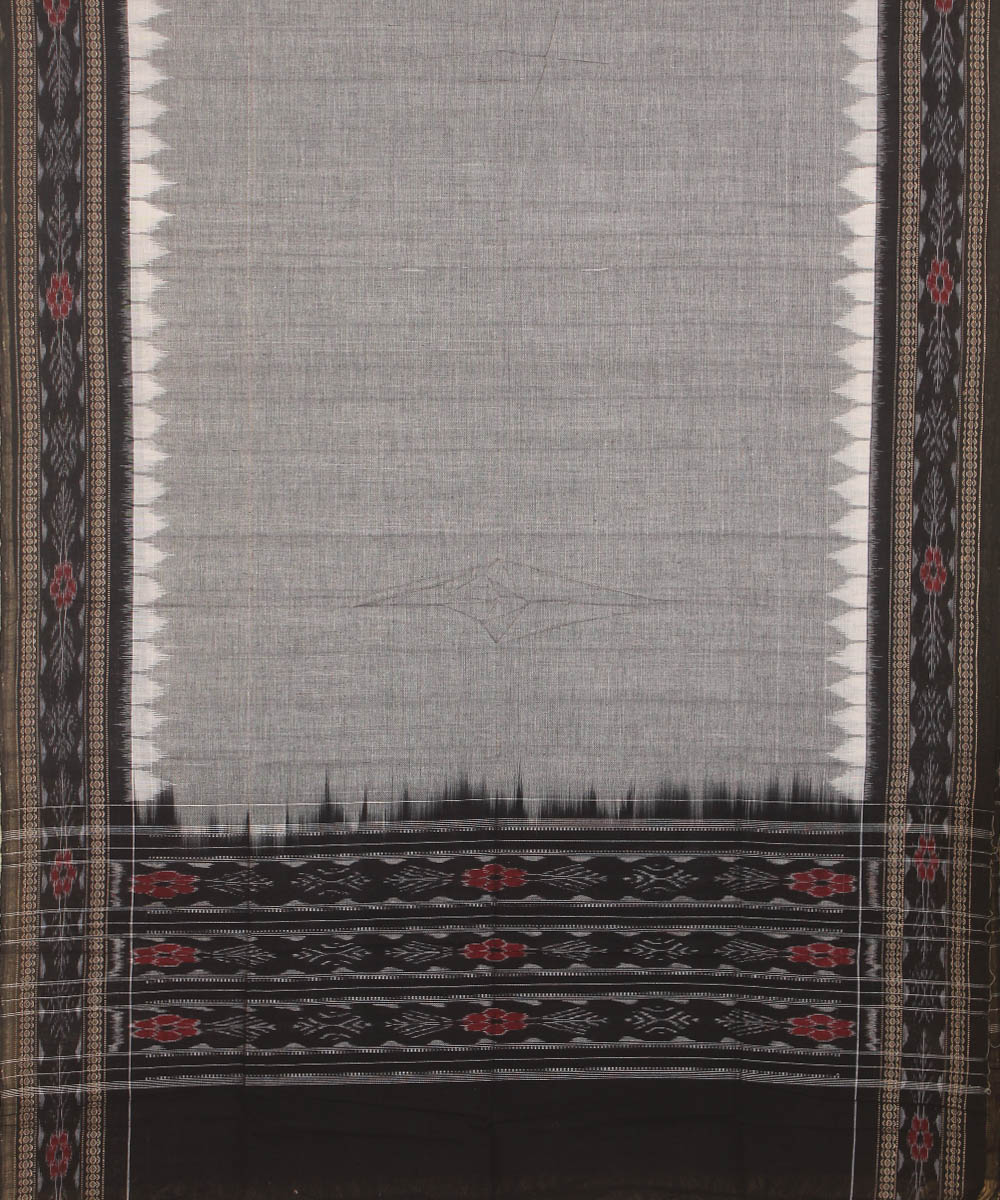 Grey black cotton handwoven sambalpuri dupatta