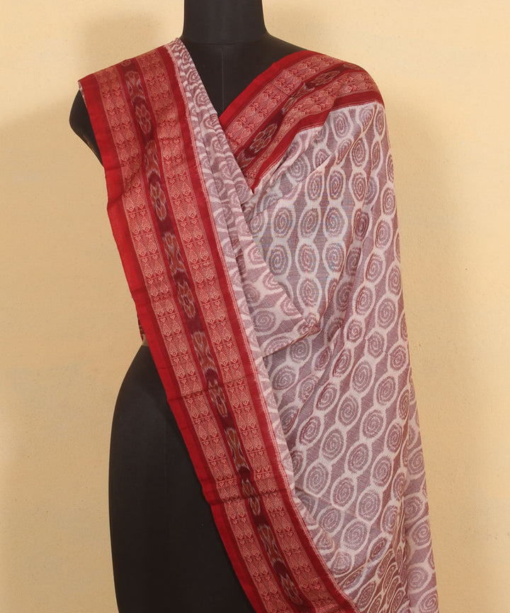 Pink red handwoven cotton sambalpuri dupatta