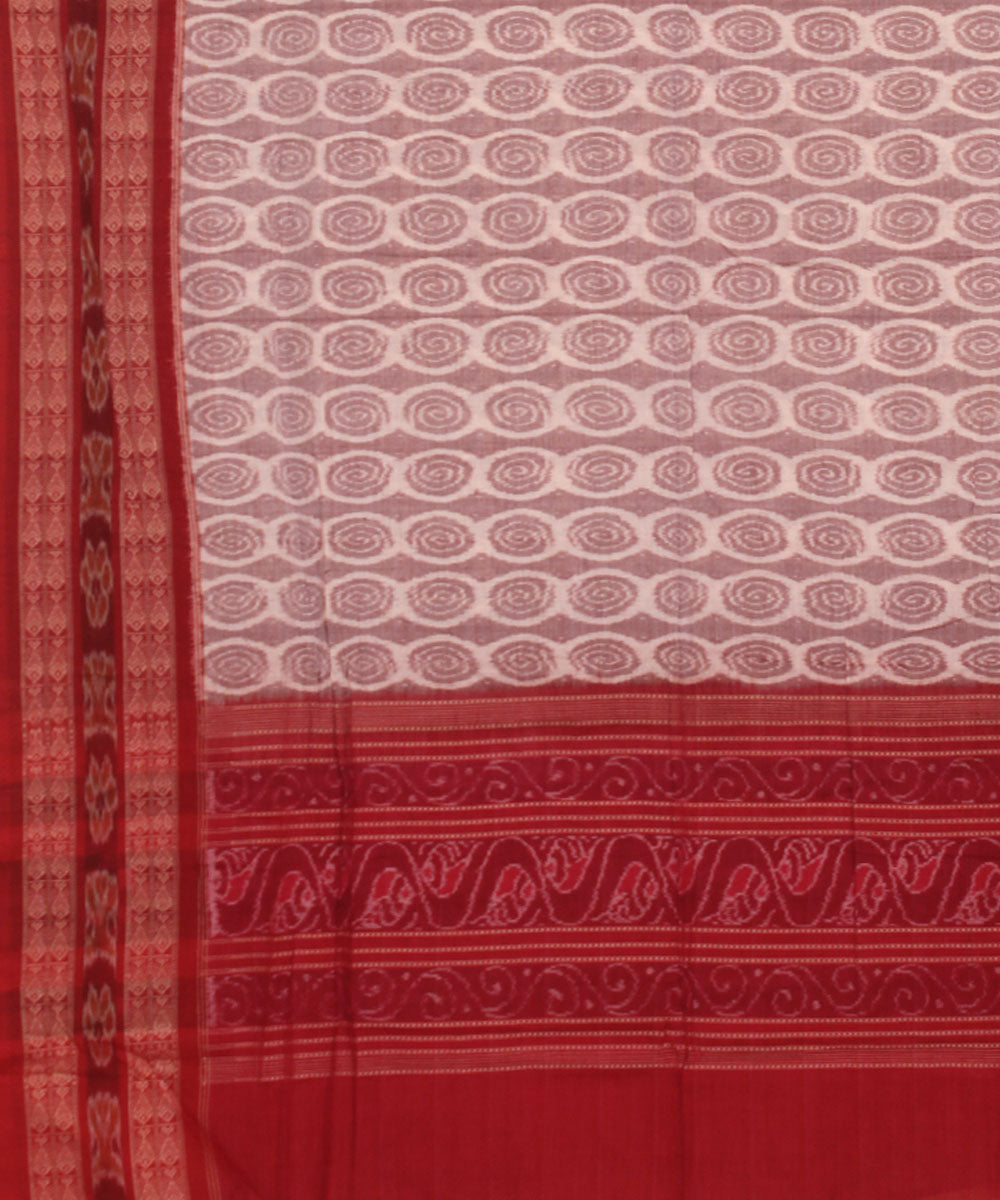 Pink red handwoven cotton sambalpuri dupatta