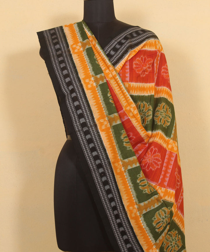 Multicolor black handwoven cotton sambalpuri dupatta