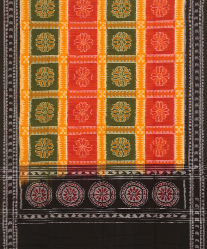 Multicolor black handwoven cotton sambalpuri dupatta