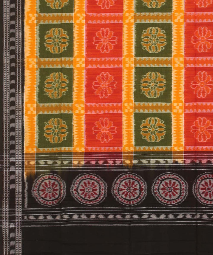 Multicolor black handwoven cotton sambalpuri dupatta