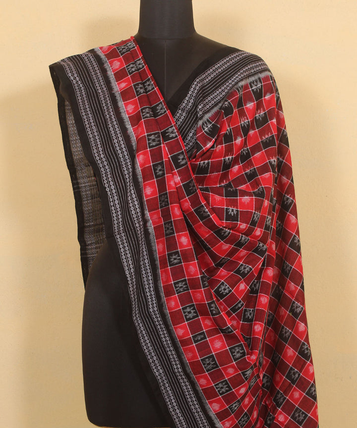 Red black cotton handloom sambalpuri dupatta