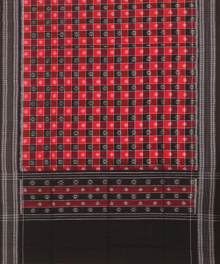 Red black cotton handloom sambalpuri dupatta