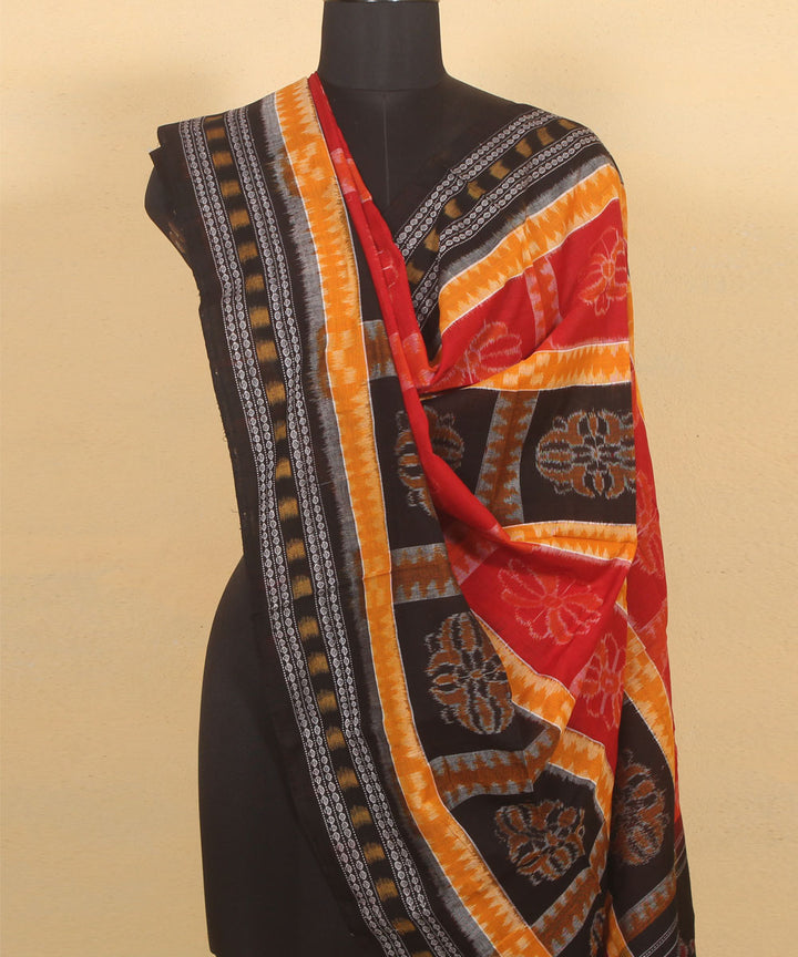 Multicolor black handloom cotton sambalpuri dupatta