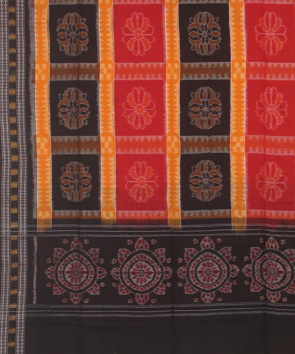 Multicolor black handloom cotton sambalpuri dupatta