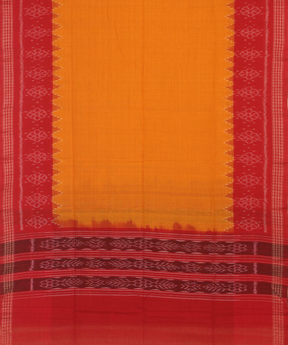 Yellow red cotton handwoven sambalpuri dupatta