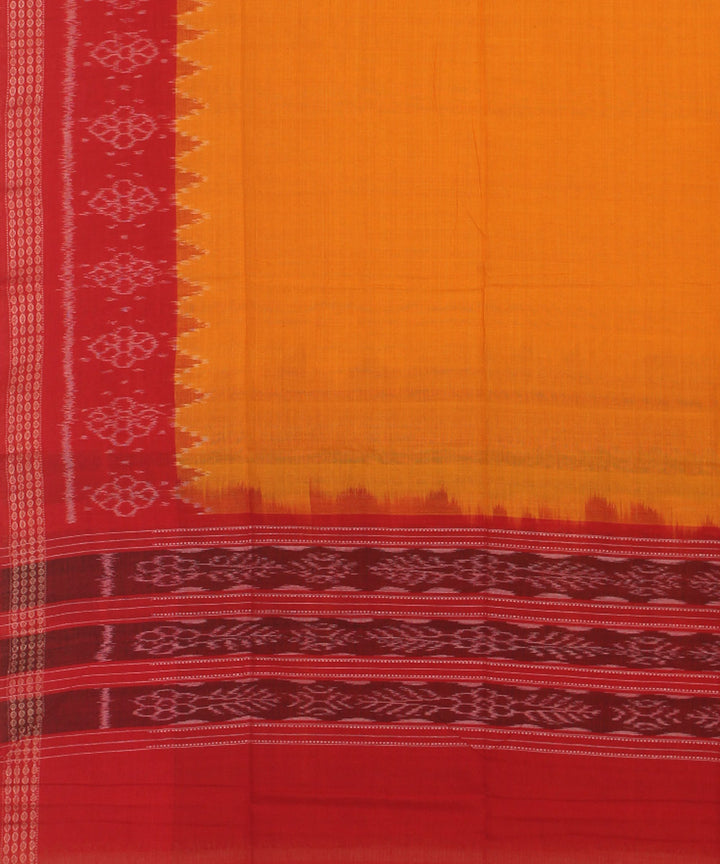 Yellow red cotton handwoven sambalpuri dupatta