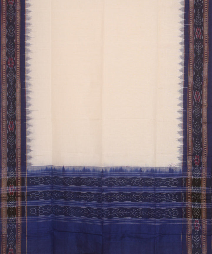 White navy blue handwoven cotton sambalpuri dupatta