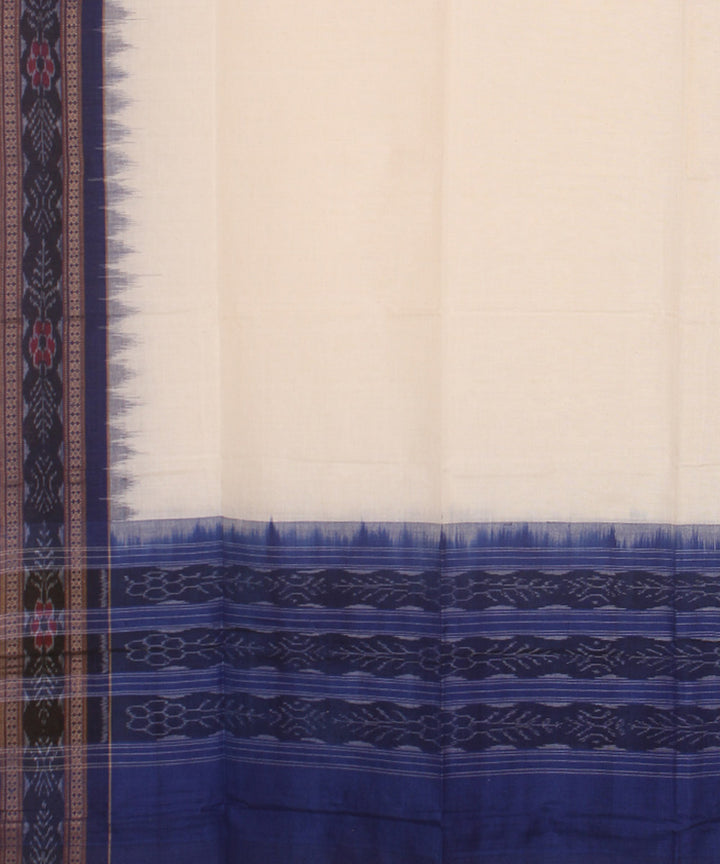 White navy blue handwoven cotton sambalpuri dupatta