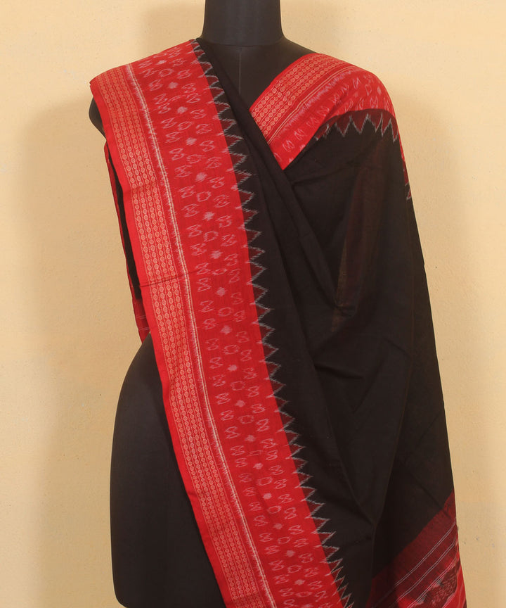 Black red handwoven cotton sambalpuri dupatta