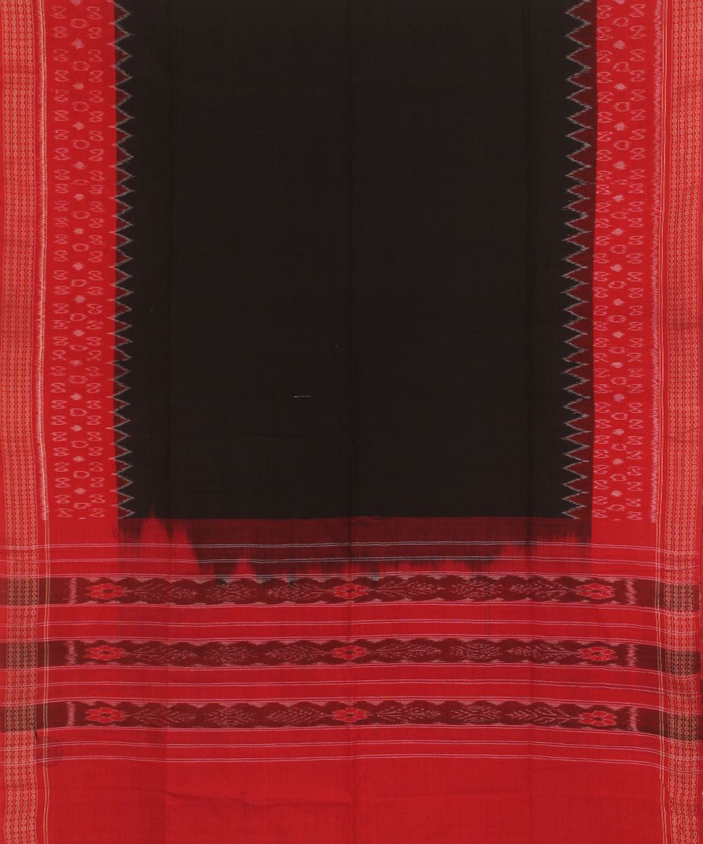 Black red handwoven cotton sambalpuri dupatta