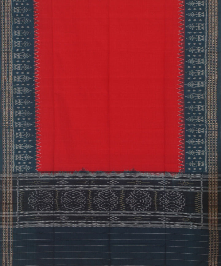 Red sky blue handwoven cotton sambalpuri dupatta