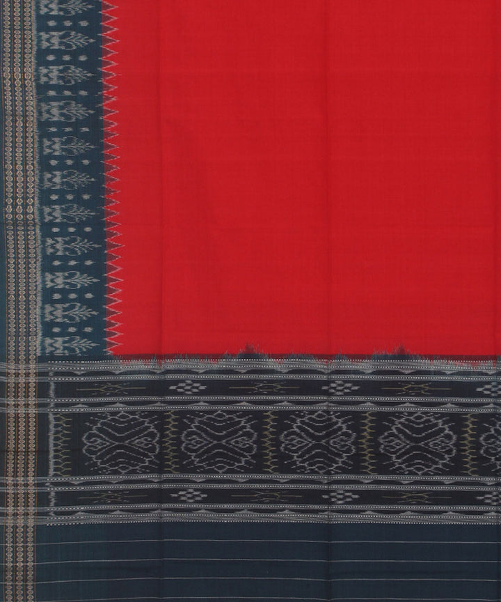 Red sky blue handwoven cotton sambalpuri dupatta