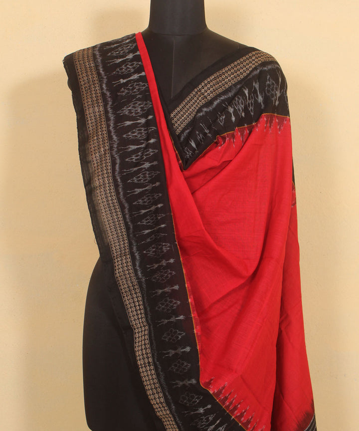 Red black cotton sambalpuri handwoven dupatta