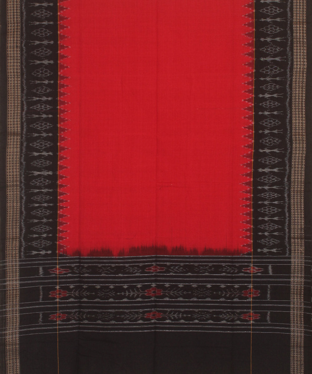 Red black cotton sambalpuri handwoven dupatta