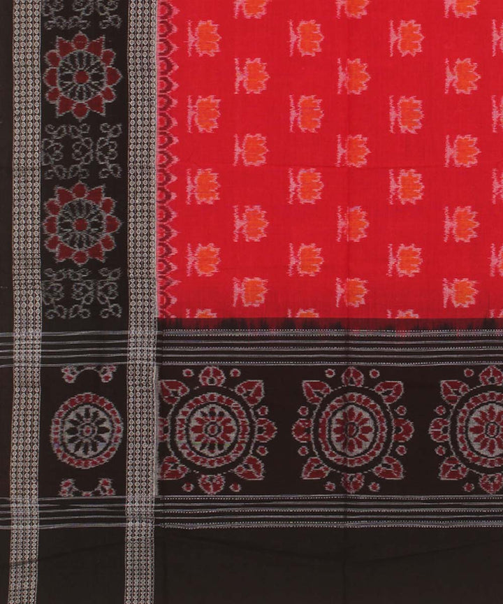 Red black handwoven sambalpuri cotton dupatta