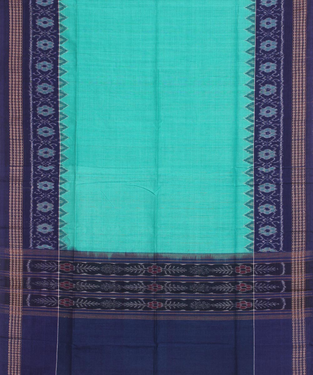 Sea green blue handwoven cotton sambalpuri dupatta