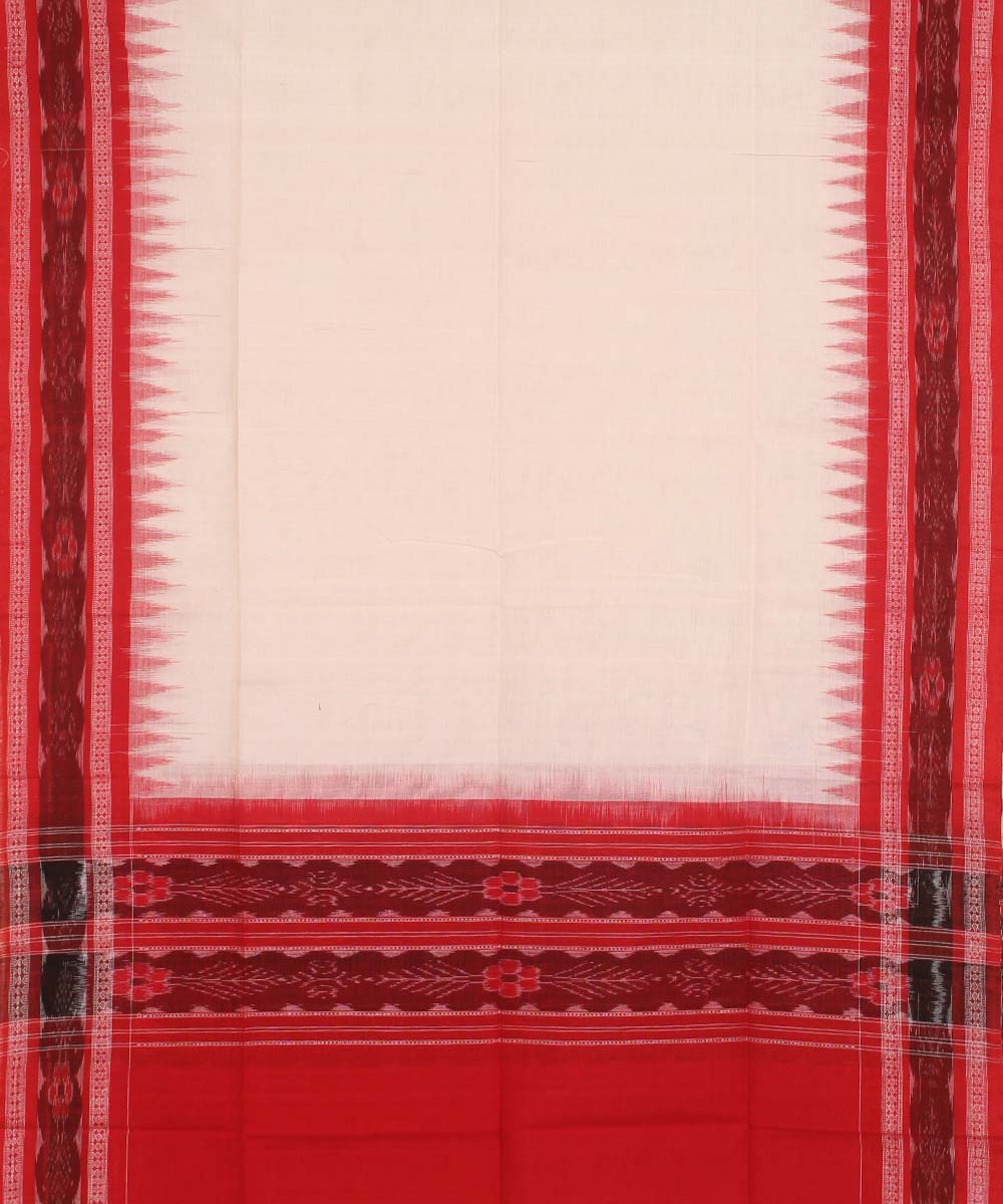 White red handwoven cotton sambalpuri dupatta