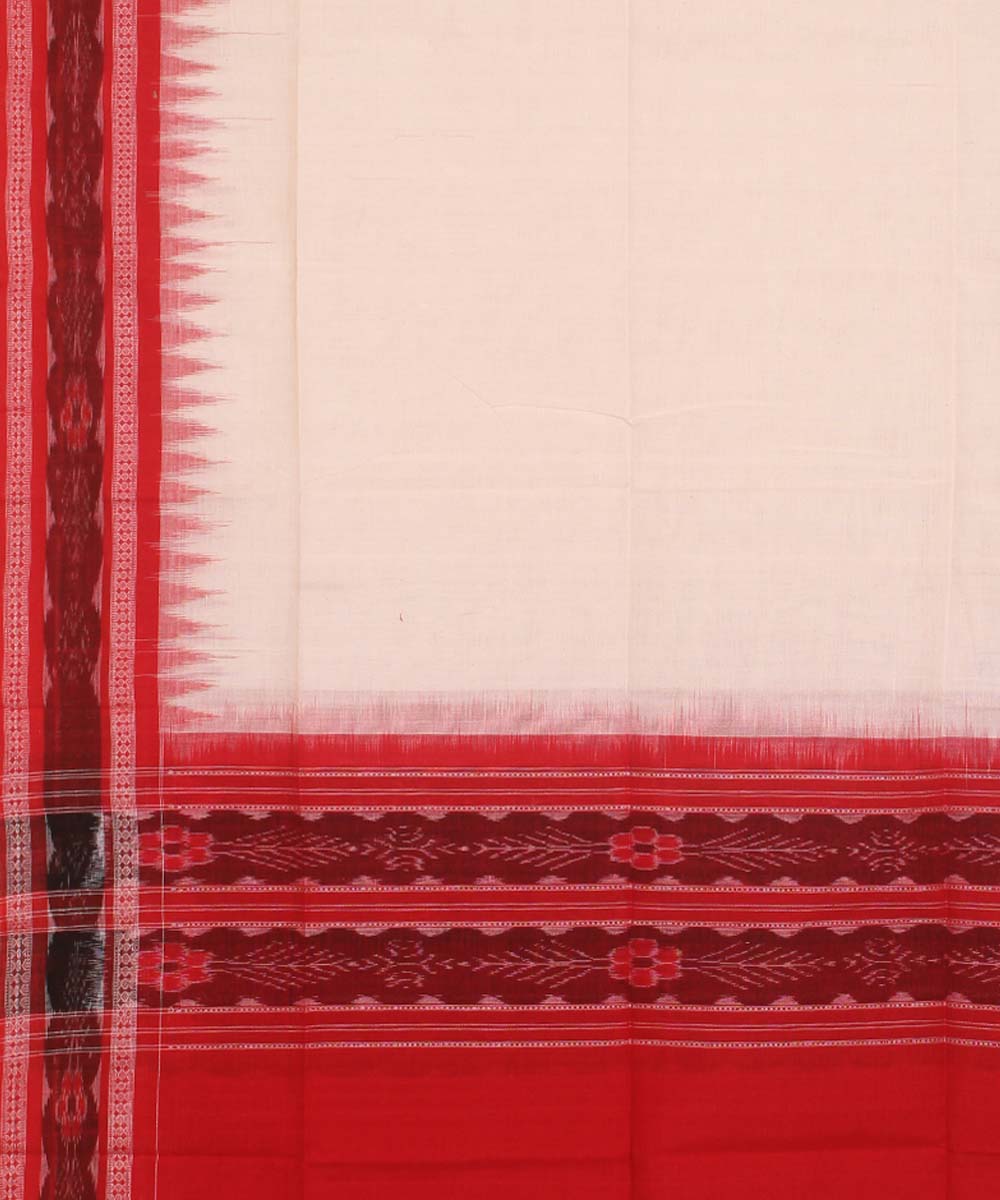 White red handwoven cotton sambalpuri dupatta