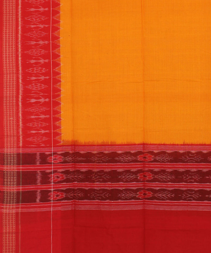 Yellow red handwoven cotton sambalpuri dupatta