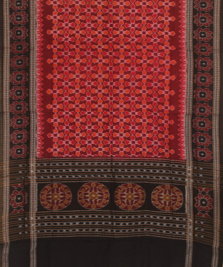 Maroon black handwoven cotton sambalpuri dupatta