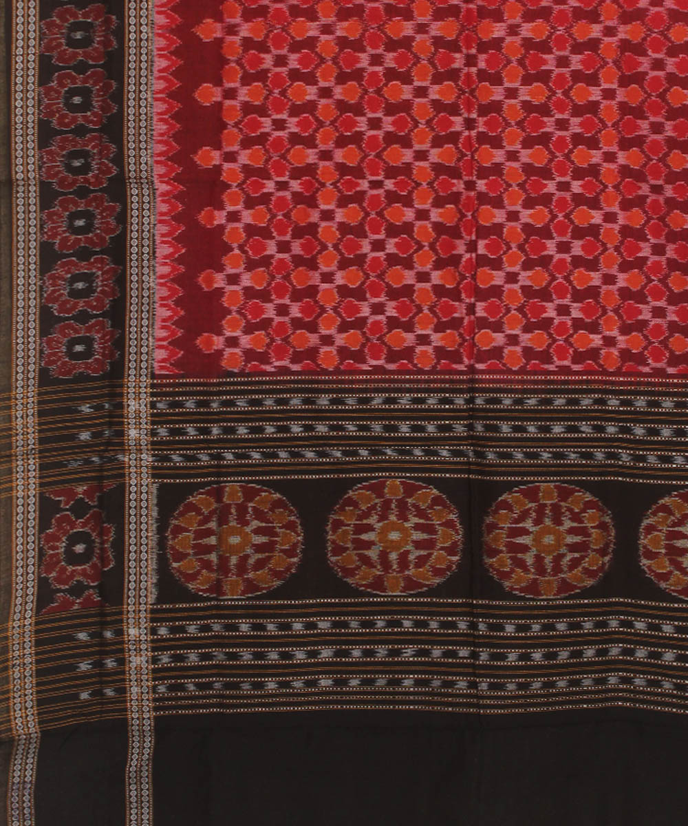 Maroon black handwoven cotton sambalpuri dupatta