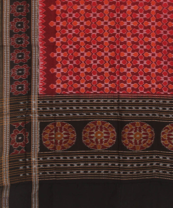 Maroon black handwoven cotton sambalpuri dupatta