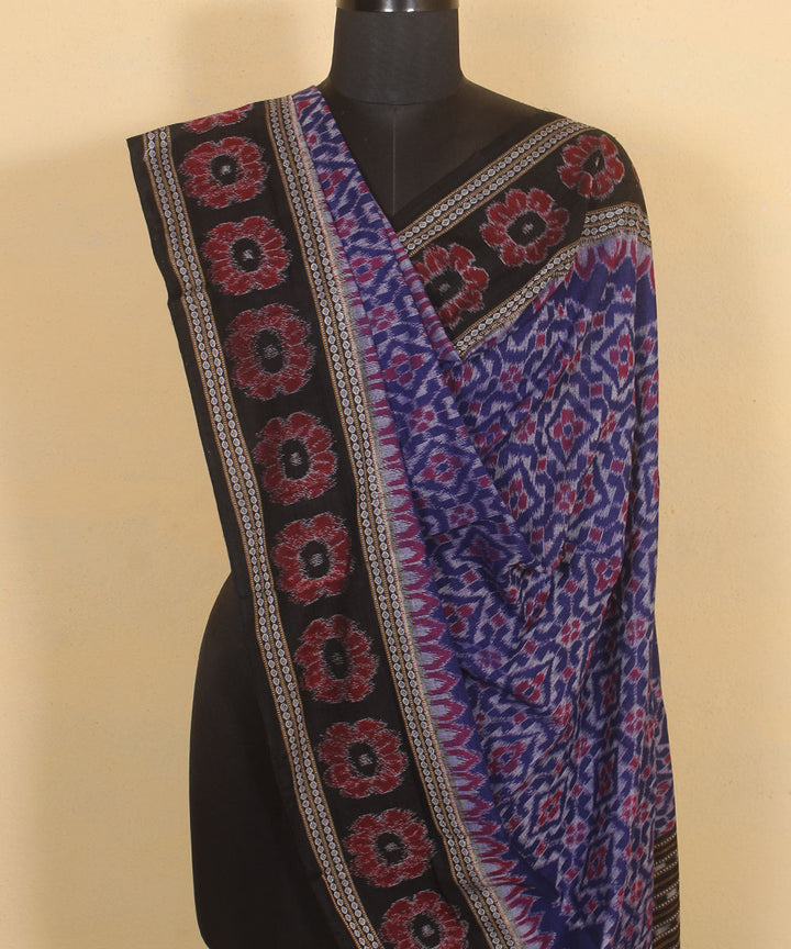 Navy blue black handwoven sambalpuri cotton dupatta