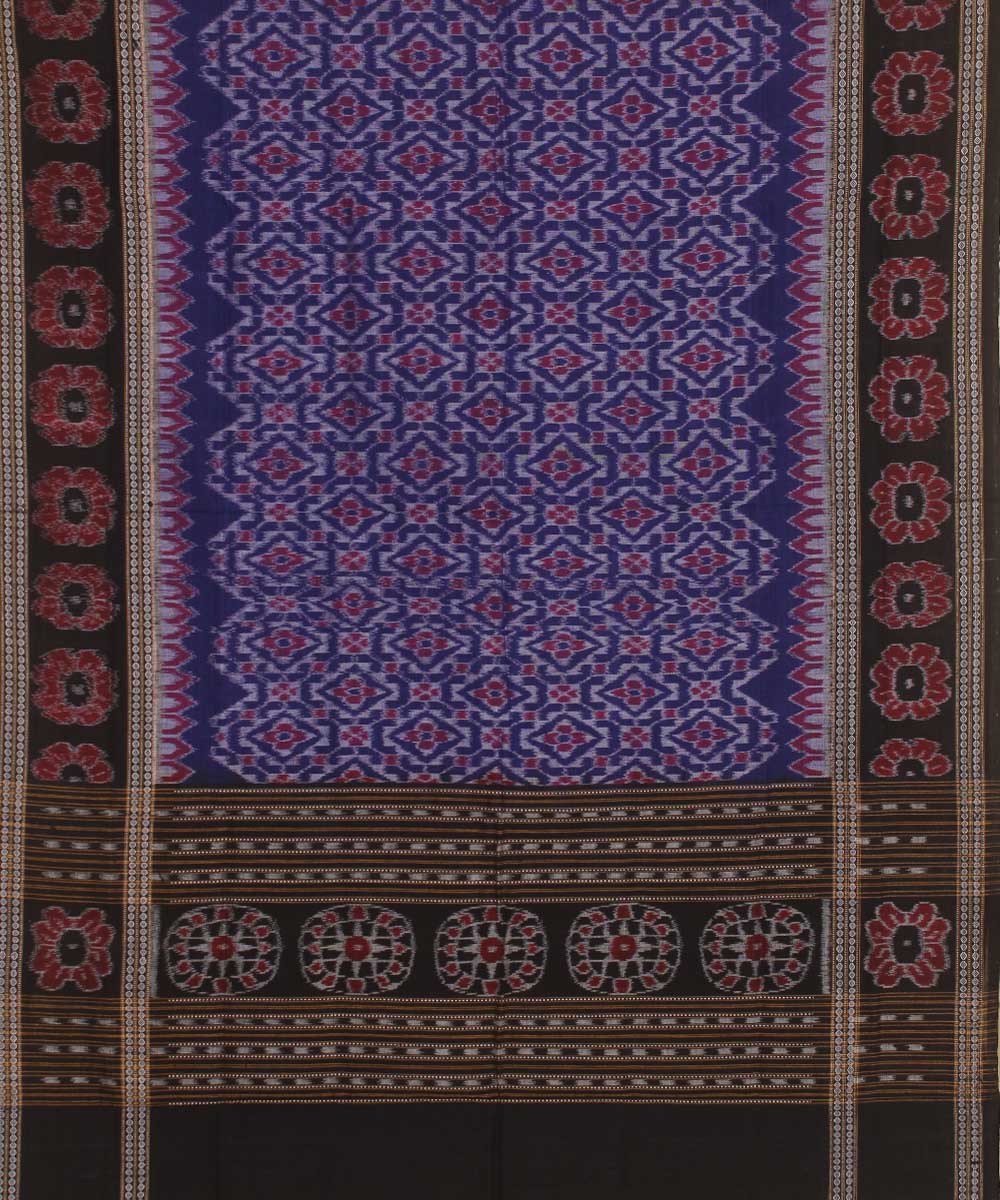 Navy blue black handwoven sambalpuri cotton dupatta