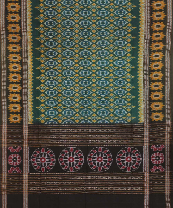 Dark green black cotton handwoven sambalpuri dupatta