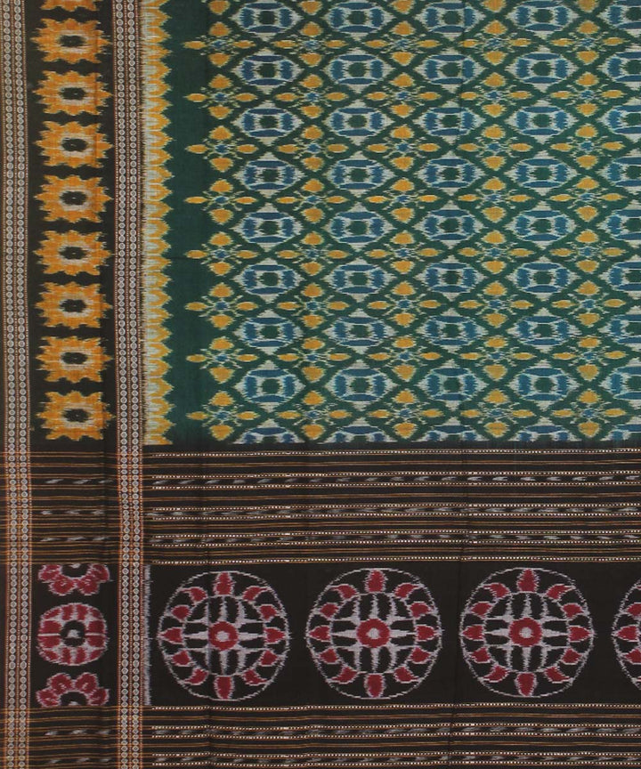 Dark green black cotton handwoven sambalpuri dupatta