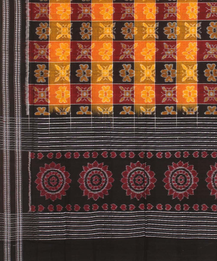 Multicolor yellow black handwoven cotton sambalpuri dupatta