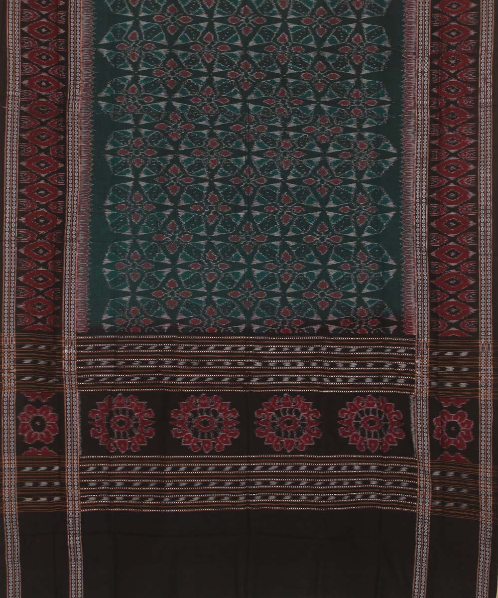 Dark green black handwoven cotton sambalpuri dupatta