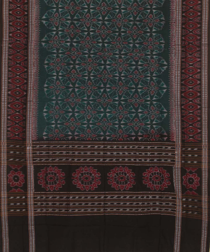 Dark green black handwoven cotton sambalpuri dupatta