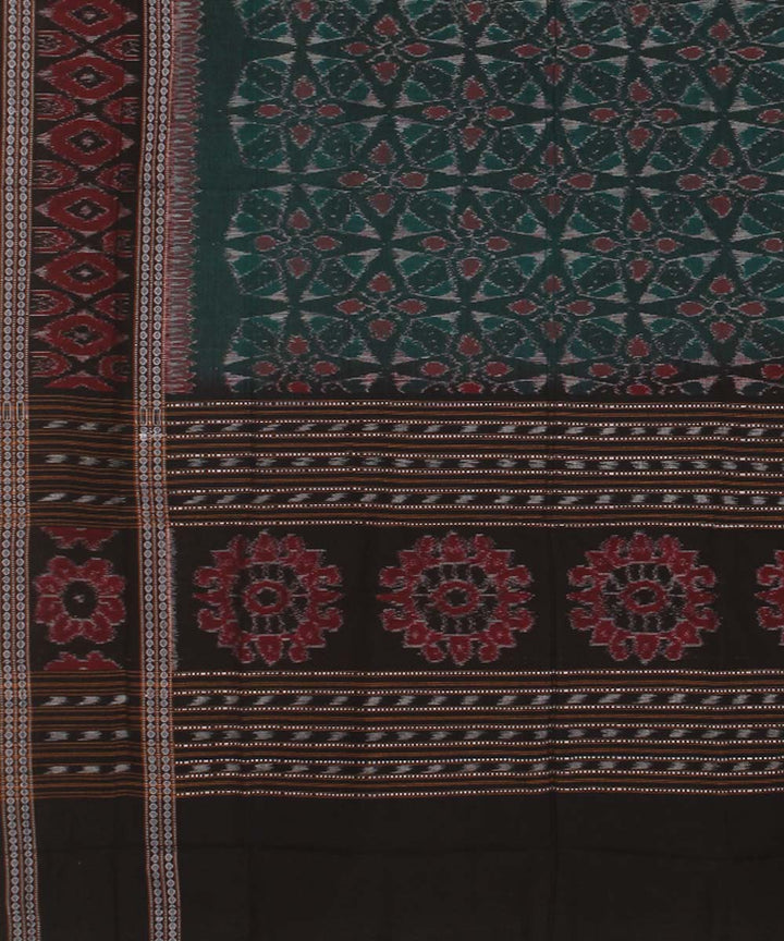 Dark green black handwoven cotton sambalpuri dupatta