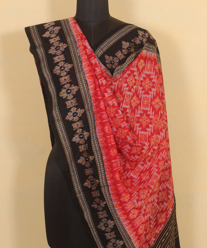 Red black handloom sambalpuri cotton dupatta