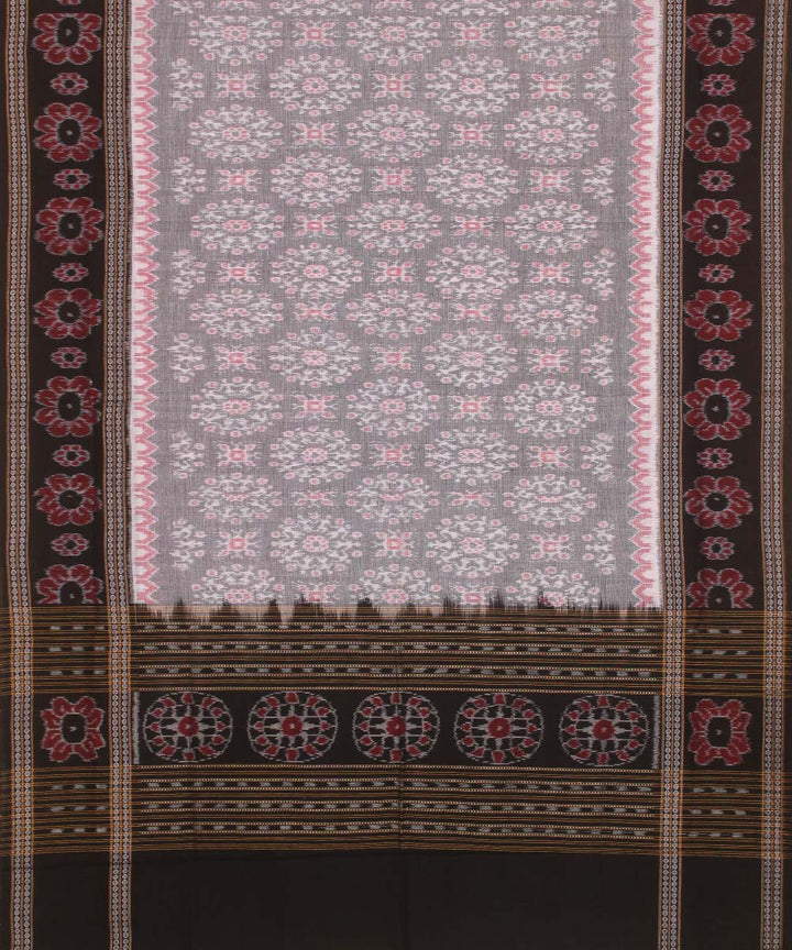 Grey black handwoven cotton sambalpuri dupatta