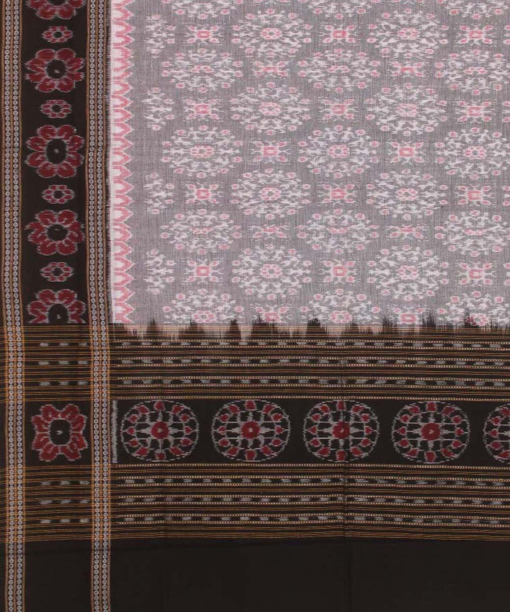 Grey black handwoven cotton sambalpuri dupatta