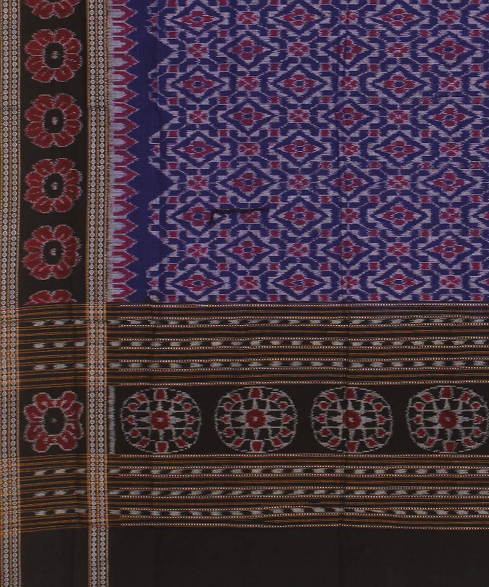 Navy blue black handwoven cotton sambalpuri dupatta