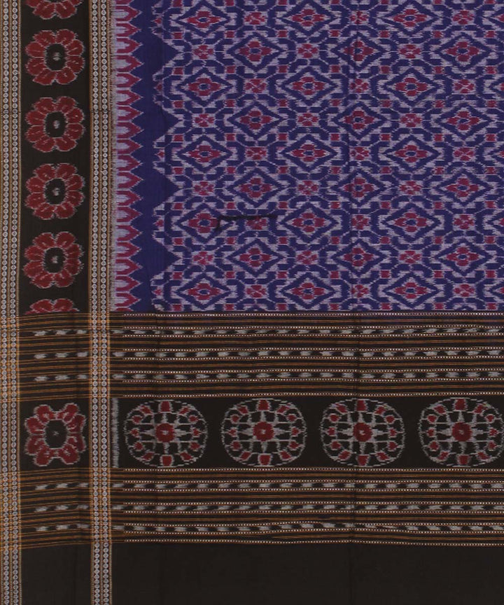 Navy blue black handwoven cotton sambalpuri dupatta