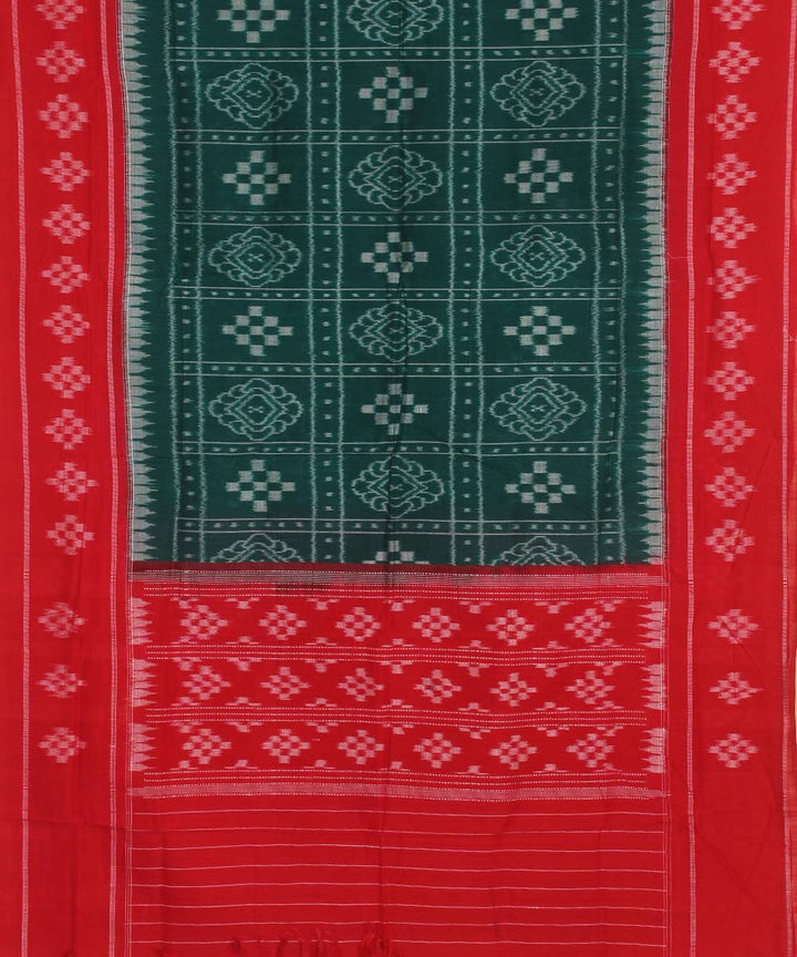 Cyan green red handwoven cotton sambalpuri dupatta