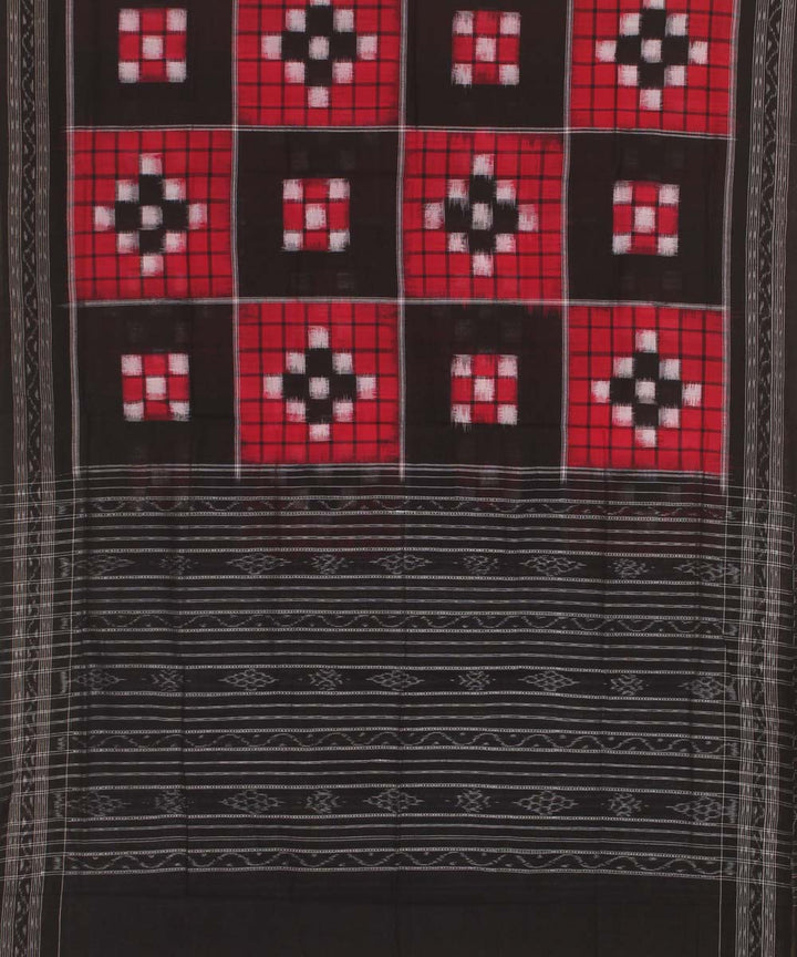 Red black handwoven cotton sambalpuri dupatta