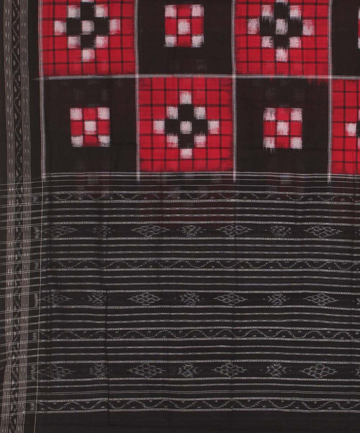Red black handwoven cotton sambalpuri dupatta