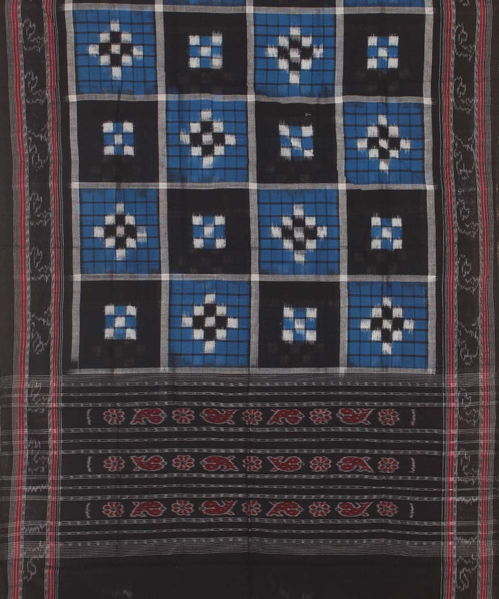 Navy blue white black handwoven cotton sambalpuri dupatta