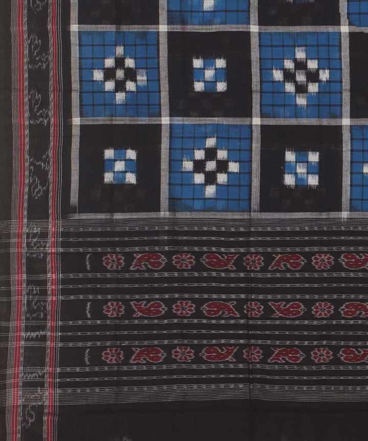 Navy blue white black handwoven cotton sambalpuri dupatta