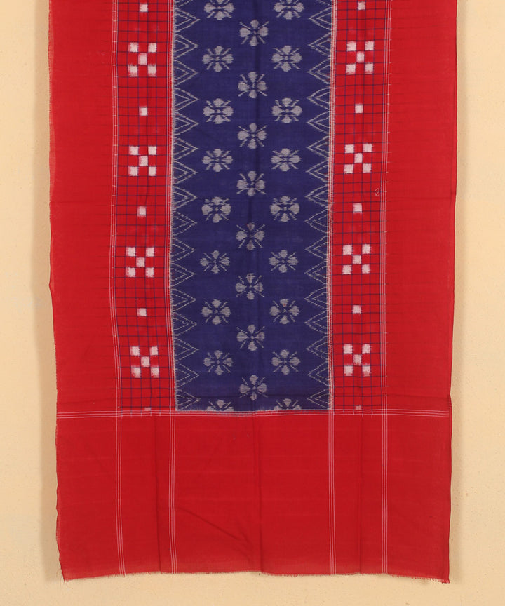 Red blue handwoven cotton sambalpuri stole